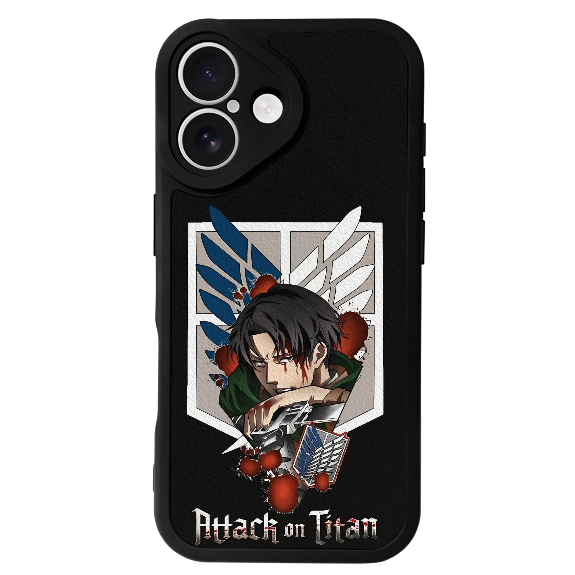 進撃の巨人 グッズ リヴァイ・アッカーマン - IPhone 16シリーズ対応 ・ シリコンスマホケース ・ レザー調 ・ 高精度フィット ・ 耐衝撃 ・ ワイヤレス充電対応 ・ 精密カット